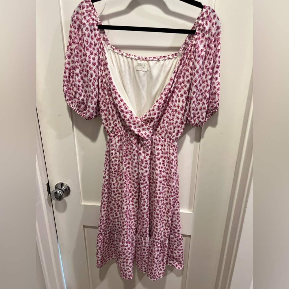 Floral wrap knee length dress